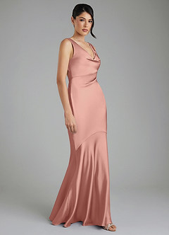 Azazie Monica Bridesmaid Dresses Rosette Mermaid Pleated Stretch Satin Dress image7
