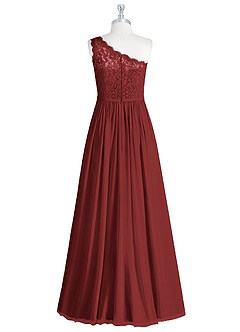 Azazie Demi Bridesmaid Dresses Rust A-Line One Shoulder Chiffon Dress image8