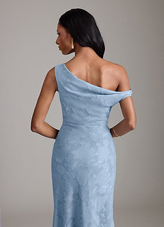 Azazie Emerson Robes de demoiselle d'honneur Robe Sirène en Blumen-Burnout Épaule décolletée Poudre Bleue image7