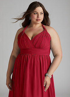 Azazie Ashia Final Sale Scarlet A-Line Pleated Chiffon Dress image10