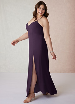 Azazie Manila Bridesmaid Dresses Plum Sheath V-Neck Chiffon Dress image9
