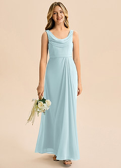 Azazie Evania Junior Linia A Pofałdowany Szyfon Długość podłogi Młodsza druhna Sukienka image1