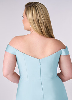 Barbie ♥ Azazie Bridesmaid Dresses Sky Blue A-Line Off the Shoulder Stretch Satin Convertible Dress image12