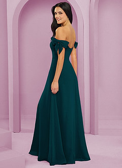 Barbie ♥ Azazie Robes de demoiselle d'honneur Robe Trapèze Convertible en Mousseline de soie Épaule décolletée Vert Pin image6