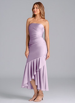 Azazie Danie Final Sale Frosted Lilac Sheath Strapless Chiffon Dress image4