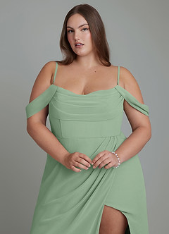 Azazie Johana Bridesmaid Dresses Matcha Mermaid Off the Shoulder Chiffon Convertible Dress image10