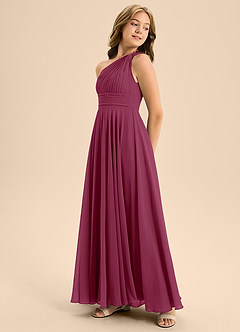 Azazie Charlize Junior Abito A-Line in Chiffon Plissettato Gelso image4