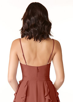 Azazie Peyton Bridesmaid Dresses Auburn A-Line Ruched Chiffon Dress image3