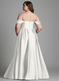 Azazie Loisa Brudtärnklänningar Klänning av A-linje i Stretch Satin Off the shoulder Vit image9