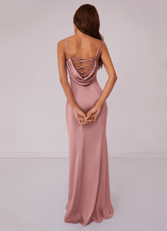 Barbie ♥ Azazie Bridesmaid Dresses Dusty Rose Mermaid Corset Stretch Satin Dress image2