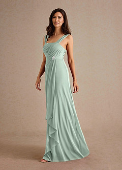 Azazie Clinton Mother of the Bride Dresses Agave A-Line Pleated Mesh Dress image6
