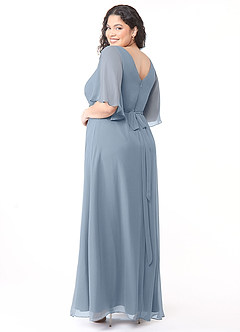 Azazie Cierra Bridesmaid Dresses Dusty Blue A-Line V-Neck Chiffon Dress image12