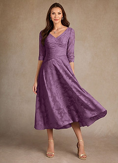 Azazie Durant Mother of the Bride Dresses Wisteria A-Line Pleated Floral Burnout Dress image2