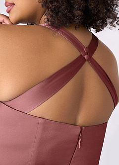 Barbie ♥ Azazie Robes de demoiselle d'honneur Robe Sirène en Satin extensible Plissée Améthyste image8