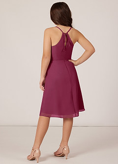 Azazie Doll Junior A-Linie Schleifen Chiffon Kleid Amethyst image4