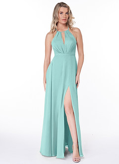 Azazie Evalleen Vestidos de madrinha de casamento Vestir Água de Chiffon de Linha A com Plissado image2