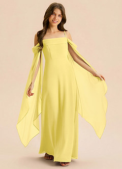Azazie Moana Junior Canary A-Line Pleated Chiffon Dress image2