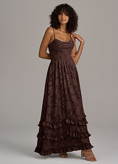 Azazie Lettie Bridesmaid Dresses Ganache A-Line Corset Floral Burnout Dress image3