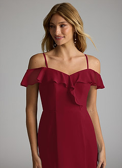 Azazie Sophie Jurken voor bruidsmeisjes Converteerbaar Jurk van Chiffon met A-Lijn Off the Shoulder Bourgondië image2