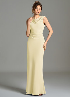 Azazie Kieryn Bridesmaid Dresses Lemon Sorbet Mermaid Pleated Chiffon Dress image4