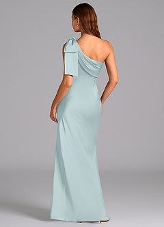 Azazie Yuanna Brautjungfernkleider Meerjungfrau-Linie One-Shoulder Stretch-Satin Kleid Nebel image2