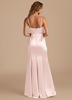 Azazie Marzia Bridesmaid Dresses Blushing Pink Mermaid Pleated Metallic Satin Dress image5