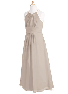 Azazie Bonnie Junior Frost A-Line Pleated Chiffon Dress image7