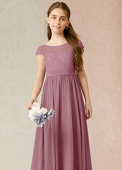 Azazie Silvermist Junior Vintage Mauve A-Line Pleated Chiffon Dress image6
