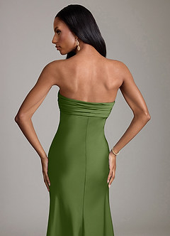 Azazie Saylor Brudtärnklänningar Klä av Sjöjungfru i Stretch Satin Axelbandslös Enbärsgrön image6