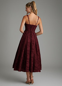 Azazie Isabella Bridesmaid Dresses Cabernet A-Line Corset Floral Burnout Dress image7