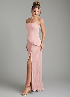 Azazie Tierney Bridesmaid Dresses Powder Pink A-Line Strapless Chiffon Convertible Dress image5