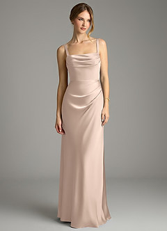 Azazie Alouette Bridesmaid Dresses English Rose Mermaid Pleated Stretch Satin Dress image3