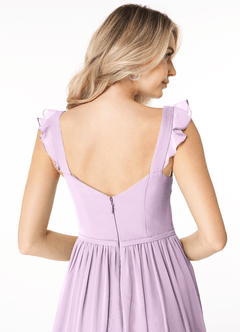 Azazie Stassie Bridesmaid Dresses Frosted Lilac A-Line Sweetheart Ruched Chiffon Dress image6