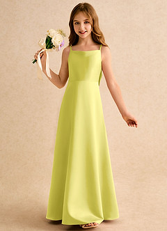 Azazie Joella Girls Formal Abiti da Ragazza di Fiori Abito A-Line in Raso Opaco Plissettato Canarino image3