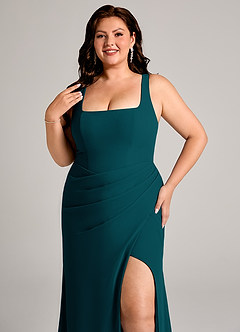 Azazie Mero Bridesmaid Dresses Pine Sheath Pleated Chiffon Dress image14