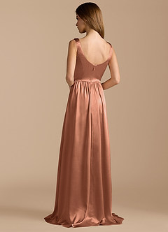 Azazie Keyla Brautjungfernkleider A-Linie Plissee Metallischer Satin Kleid Bronzer image2