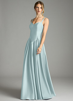 Azazie Evadina Vestidos de damas de honor Vestido de Neblina de Satén Elástico de Corte en A con Corsé image3