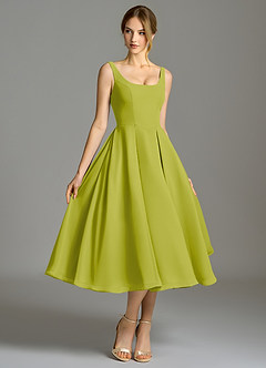 Azazie Amalie Bridesmaid Dresses Lemongrass A-Line Pleated Chiffon Dress image3