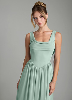 Azazie Novi Bridesmaid Dresses Agave A-Line Pleated Chiffon Dress image6