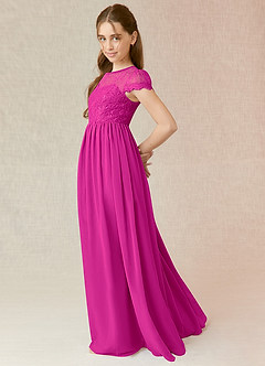 Azazie Delevingne Junior Jurk van Chiffon met A-Lijn Kant Fuchsia image3