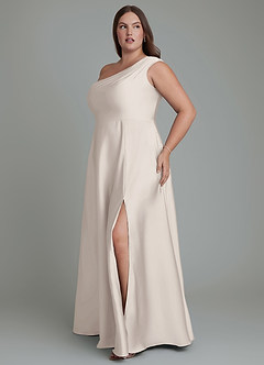 Azazie Melanie Bridesmaid Dresses White Alabaster A-Line Off the Shoulder Stretch Satin Dress image11