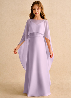 Azazie Fishie Girls Formal Flower Girl Dresses Frosted Lilac A-Line Matte Satin Dress image5