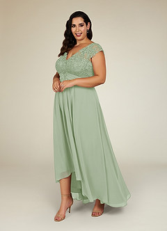 Azazie Irmeli Mother of the Bride Dresses Dusty Sage A-Line Lace Chiffon Dress image8