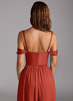 Azazie Calianna Bridesmaid Dresses Rust A-Line Off the Shoulder Stretch Satin Convertible Dress image5