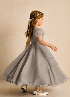 Azazie Duckie Abiti da Ragazza di Fiori Abito Principessa in Tulle Plissettato Taupe image2