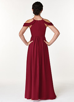 Azazie Seneca Junior Dusty Blue A-Line Off the Shoulder Chiffon Dress image2