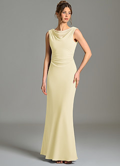 Azazie Kieryn Bridesmaid Dresses Lemon Sorbet Mermaid Pleated Chiffon Dress image1
