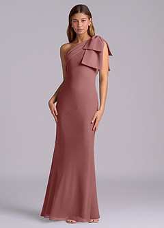 Azazie Yuanna 신부 들러리 드레스 인어 한쪽 어깨 쉬폰 바닥 길이 드레스 image4