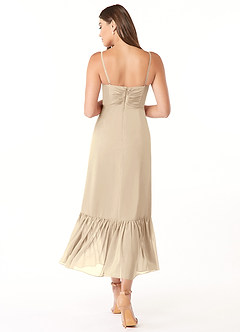 Azazie Justina Bridesmaid Dresses Champagne A-Line Sweetheart Neckline Chiffon Dress image2