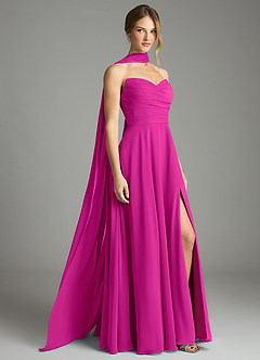 Azazie Ayla Abiti da Damigella Abito A-Line in Chiffon Scollo a Cuore Fucsia image2